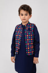 Infant Boys Printed Waist Coat 3 Piece -SIS727125